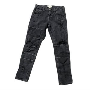 Current Elliot- “The Fling” Black Wash Patched Jeans Size 24-0